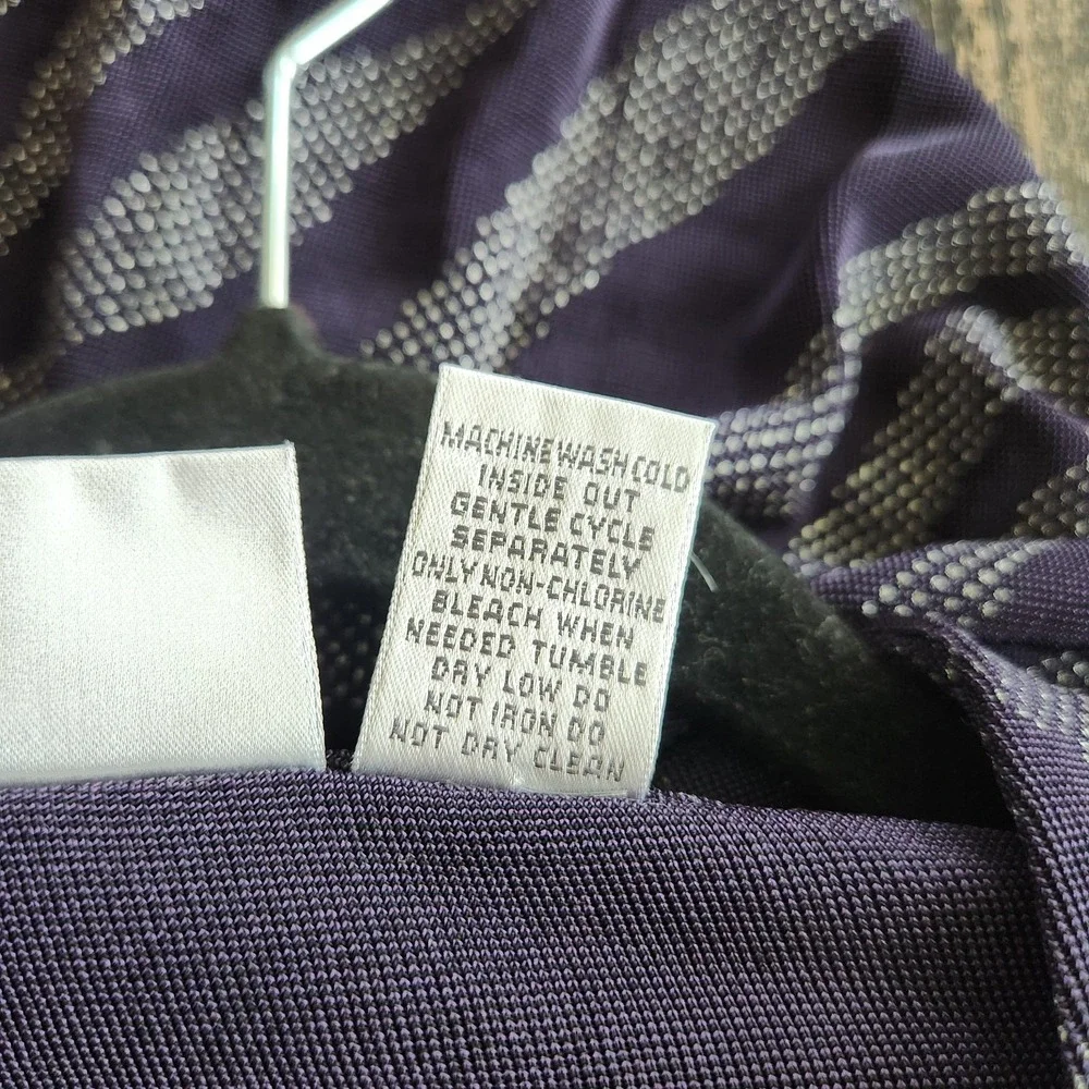 Chicos Travelers Slinky Cardigan Top sz 2 Large 12 purple silver‎ 3/4 sleeve